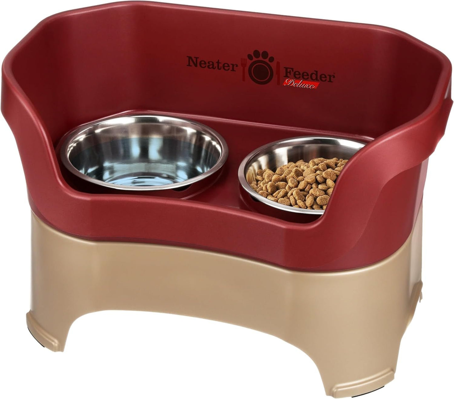 Feeder Deluxe Mess Proof Dog Bowls | Elevated for Medium Dogs 19 - 40 Lbs, Made in USA, No Spill Raised Dog Food Bowl Stand Feeding Station, Food and Water Bowl Set, Grey - Eco and More Pet Store DBA Overseen