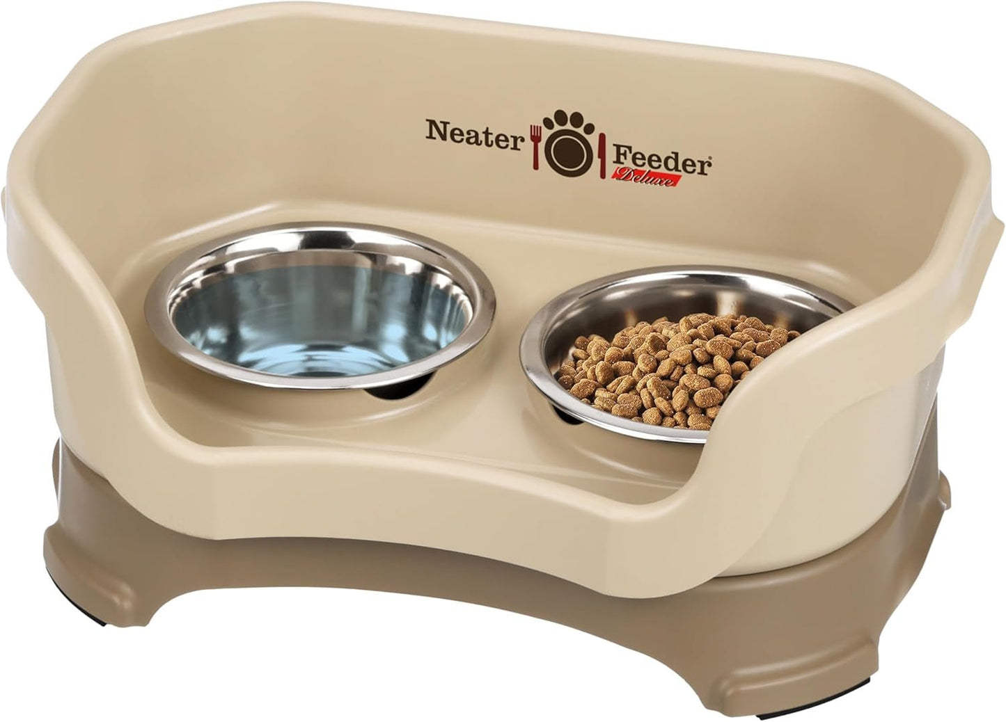 Feeder Deluxe Mess Proof Dog Bowls | Elevated for Medium Dogs 19 - 40 Lbs, Made in USA, No Spill Raised Dog Food Bowl Stand Feeding Station, Food and Water Bowl Set, Grey - Eco and More Pet Store DBA Overseen