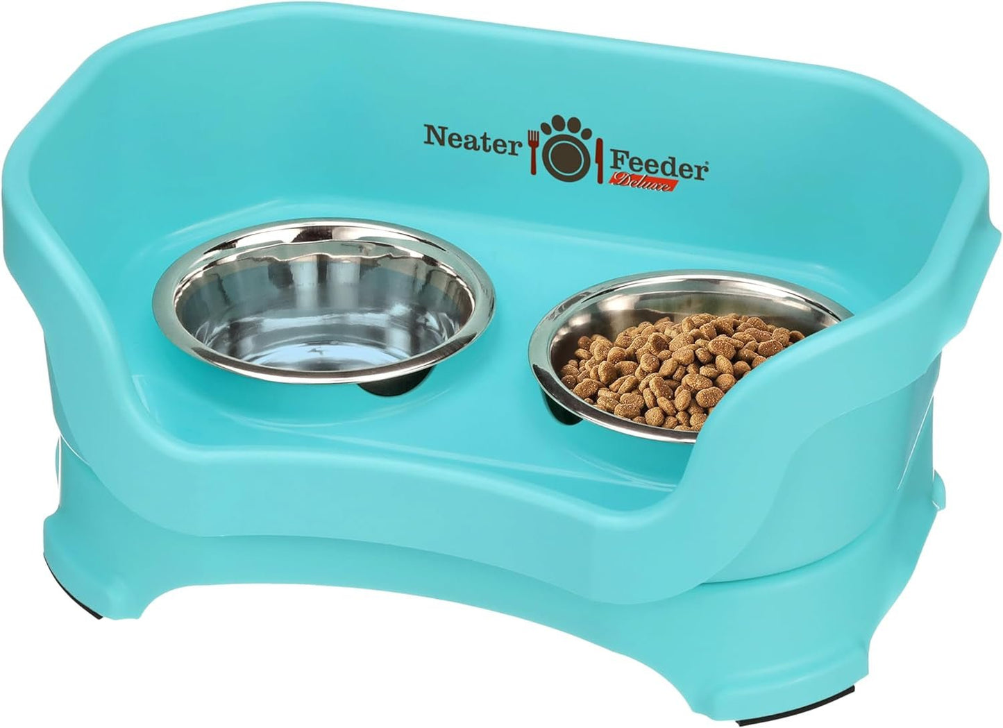 Feeder Deluxe Mess Proof Dog Bowls | Elevated for Medium Dogs 19 - 40 Lbs, Made in USA, No Spill Raised Dog Food Bowl Stand Feeding Station, Food and Water Bowl Set, Grey - Eco and More Pet Store DBA Overseen