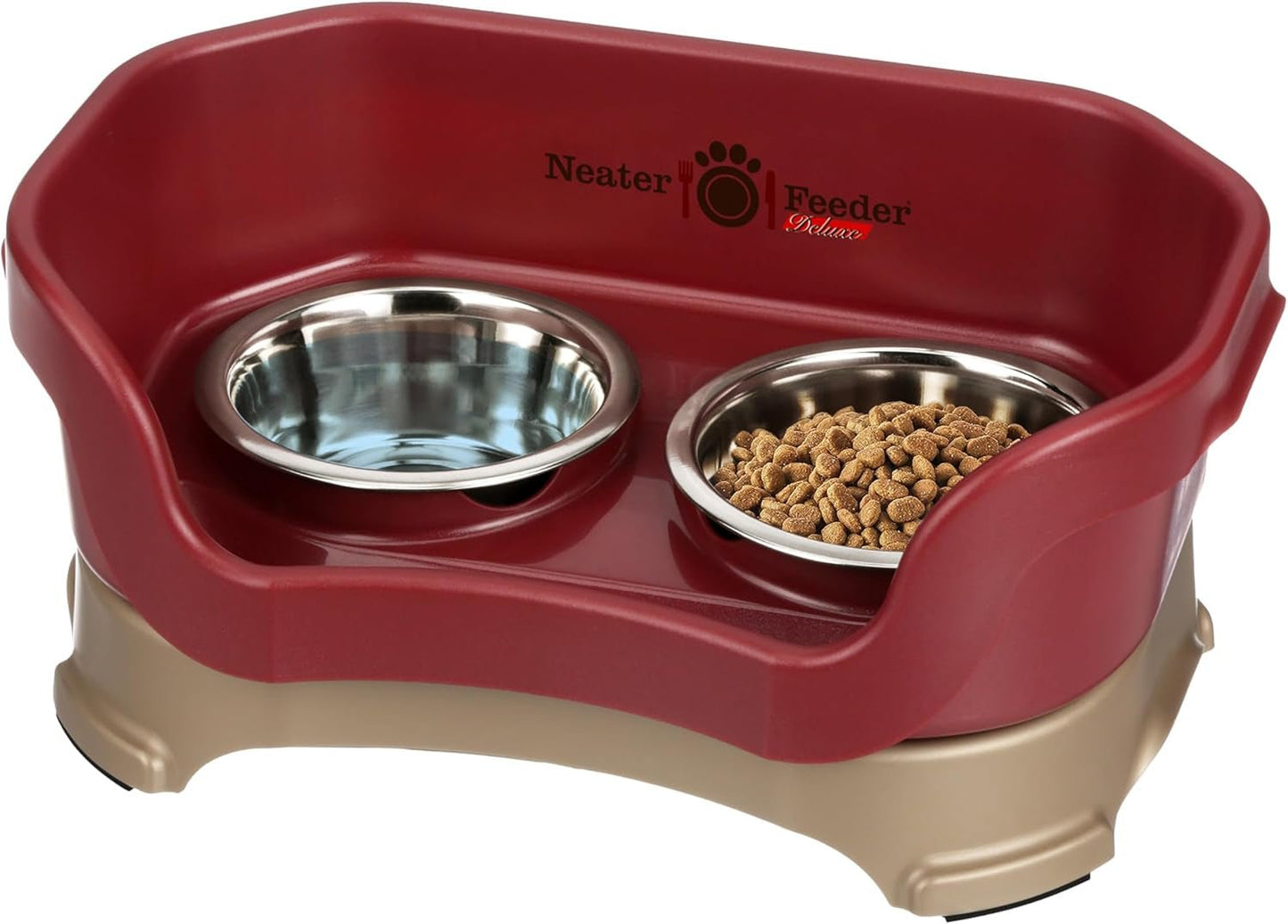Feeder Deluxe Mess Proof Dog Bowls | Elevated for Medium Dogs 19 - 40 Lbs, Made in USA, No Spill Raised Dog Food Bowl Stand Feeding Station, Food and Water Bowl Set, Grey - Eco and More Pet Store DBA Overseen