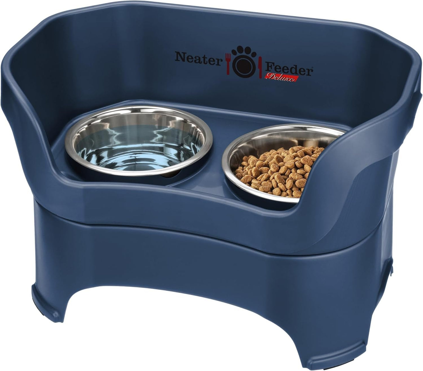 Feeder Deluxe Mess Proof Dog Bowls | Elevated for Medium Dogs 19 - 40 Lbs, Made in USA, No Spill Raised Dog Food Bowl Stand Feeding Station, Food and Water Bowl Set, Grey - Eco and More Pet Store DBA Overseen