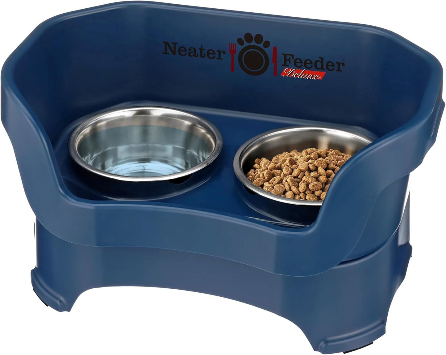 Feeder Deluxe Mess Proof Dog Bowls | Elevated for Medium Dogs 19 - 40 Lbs, Made in USA, No Spill Raised Dog Food Bowl Stand Feeding Station, Food and Water Bowl Set, Grey - Eco and More Pet Store DBA Overseen