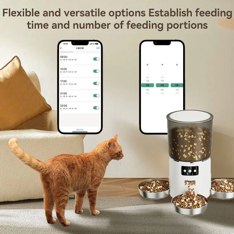 HEYBO Automatic Cat Feeder Smart App - Controlled Pet Feeder with 3 Bowls - Eco and More Pet Store DBA Overseen