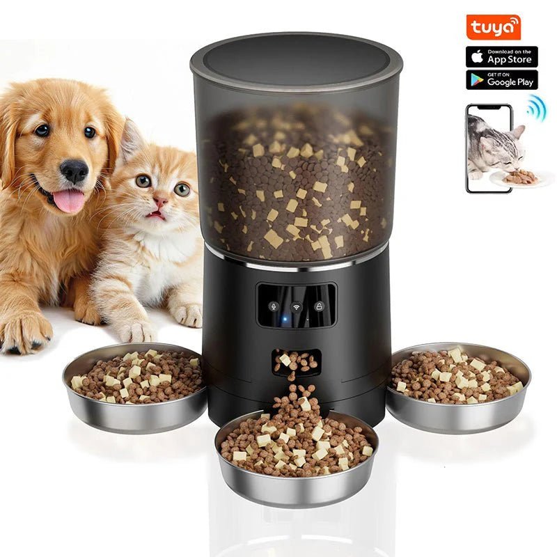 HEYBO Automatic Cat Feeder Smart App - Controlled Pet Feeder with 3 Bowls - Eco and More Pet Store DBA Overseen