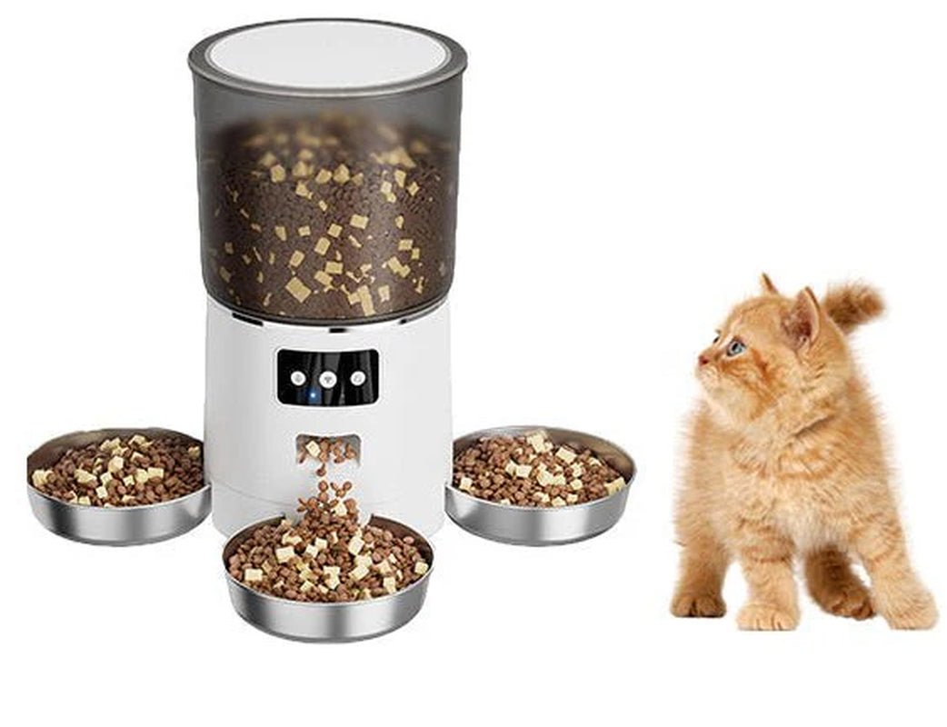 HEYBO Automatic Cat Feeder Smart App - Controlled Pet Feeder with 3 Bowls - Eco and More Pet Store DBA Overseen