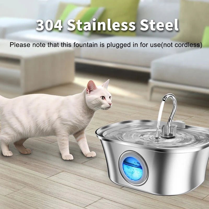 HEYBO Cat Water Fountain 3.2L Automatic Stainless Steel Pet Fountain Dog Water Dispenser - Eco and More Pet Store DBA Overseen