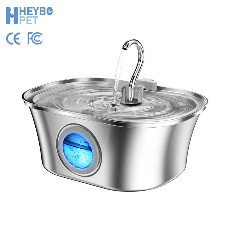 HEYBO Cat Water Fountain 3.2L Automatic Stainless Steel Pet Fountain Dog Water Dispenser - Eco and More Pet Store DBA Overseen