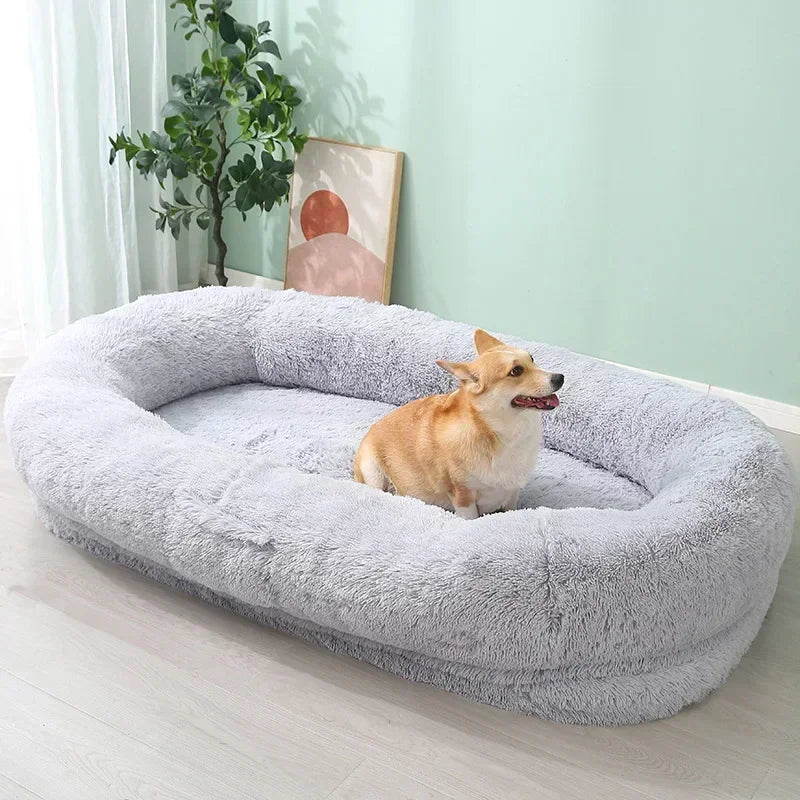 Human Dog Kennel Plush round Pet Kennel Dog Bed Winter Warm Sponge Dog Pads Pet Supplies Pet Mattresses - Eco and More Pet Store