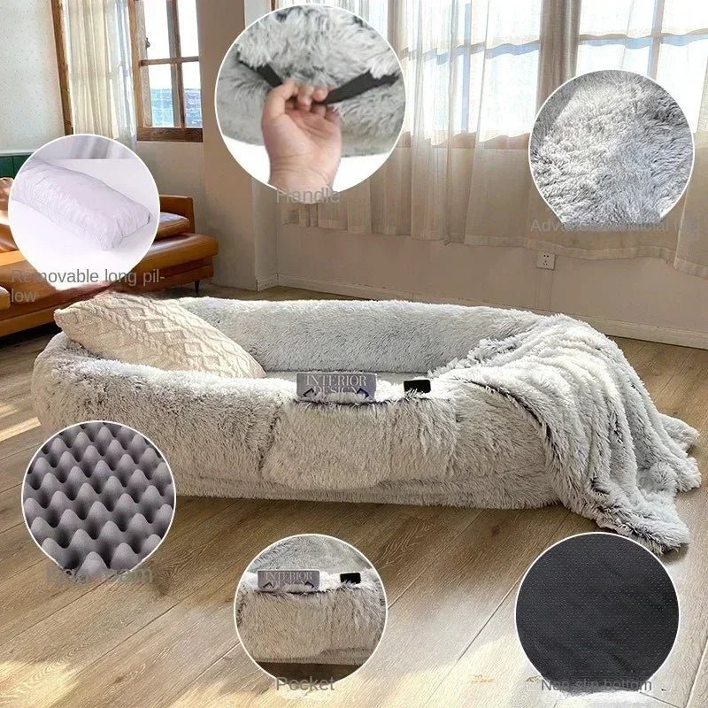 Human Dog Kennel Plush round Pet Kennel Dog Bed Winter Warm Sponge Dog Pads Pet Supplies Pet Mattresses - Eco and More Pet Store