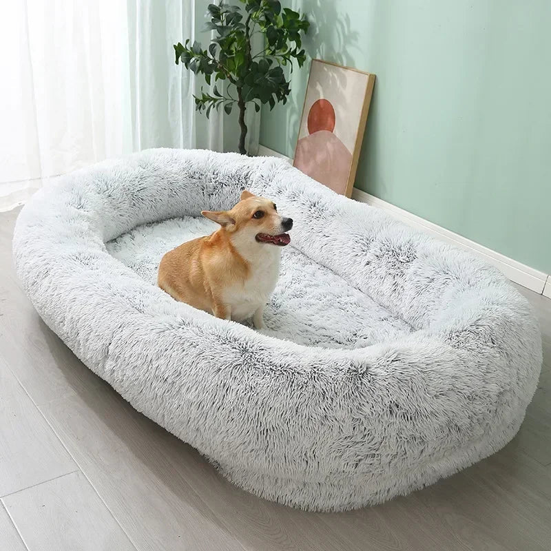 Human Dog Kennel Plush round Pet Kennel Dog Bed Winter Warm Sponge Dog Pads Pet Supplies Pet Mattresses - Eco and More Pet Store