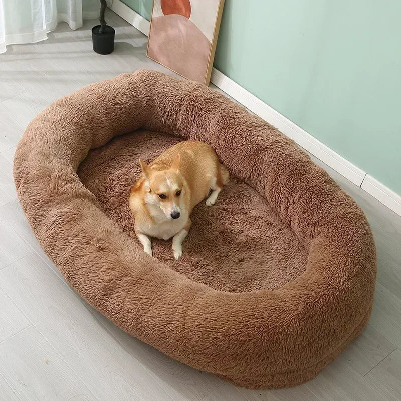 Human Dog Kennel Plush round Pet Kennel Dog Bed Winter Warm Sponge Dog Pads Pet Supplies Pet Mattresses - Eco and More Pet Store