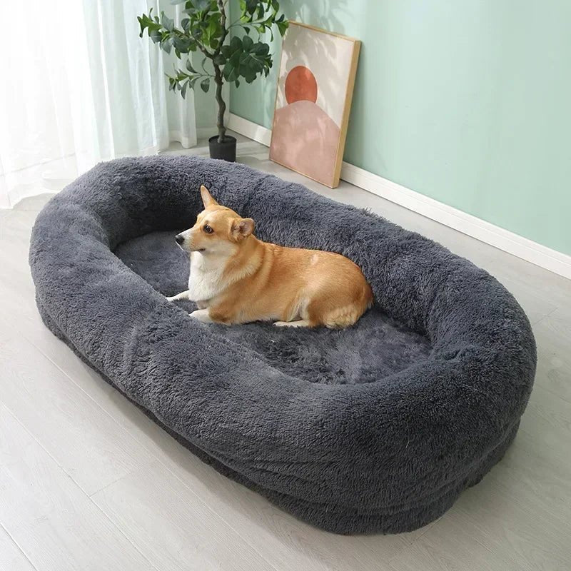 Human Dog Kennel Plush round Pet Kennel Dog Bed Winter Warm Sponge Dog Pads Pet Supplies Pet Mattresses - Eco and More Pet Store