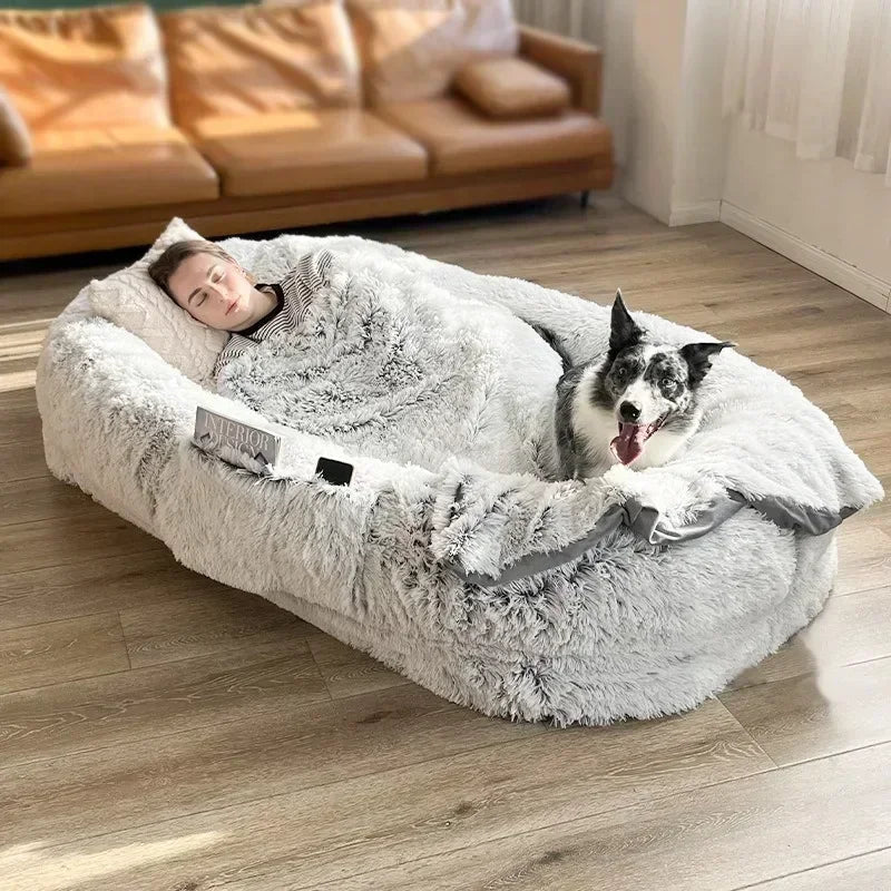 Human Dog Kennel Plush round Pet Kennel Dog Bed Winter Warm Sponge Dog Pads Pet Supplies Pet Mattresses - Eco and More Pet Store