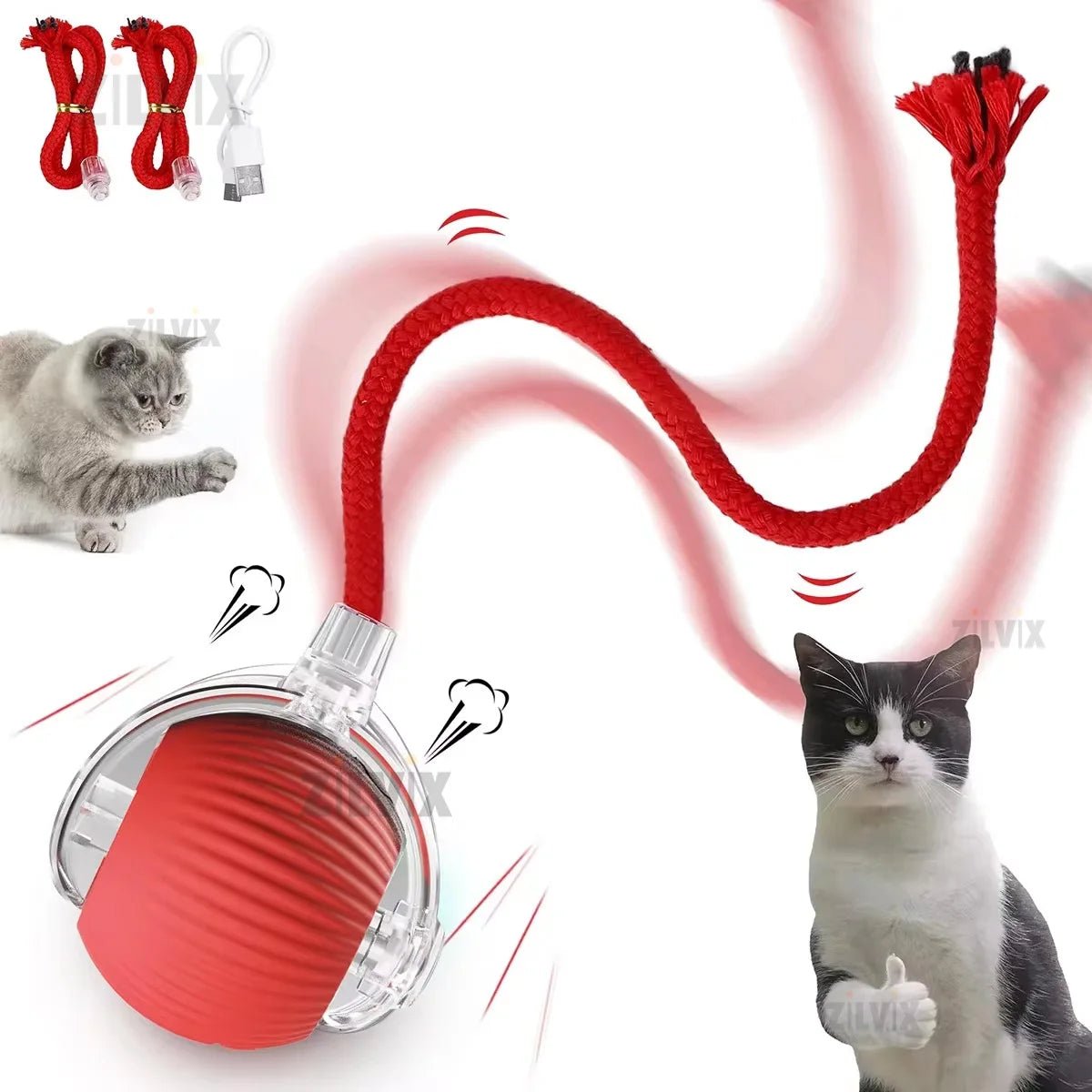 Interactive Cat Toys Ball Auto Electric Rolling Ball Toys for Cats/Kitty Pets Smart Automatic Teaser USB Rechargeable - Eco and More Pet Store