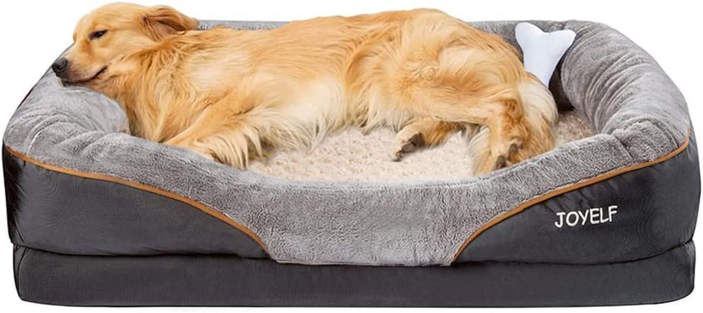 Large Memory Foam Dog Bed, Orthopedic Dog Bed & Sofa with Removable Washable Cover and Squeaker Toy as Gift - Eco and More Pet Store