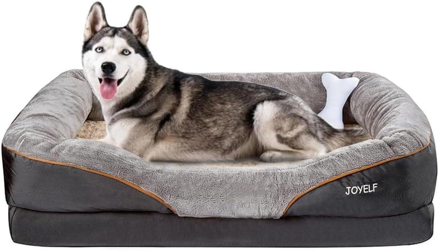 Large Memory Foam Dog Bed, Orthopedic Dog Bed & Sofa with Removable Washable Cover and Squeaker Toy as Gift - Eco and More Pet Store