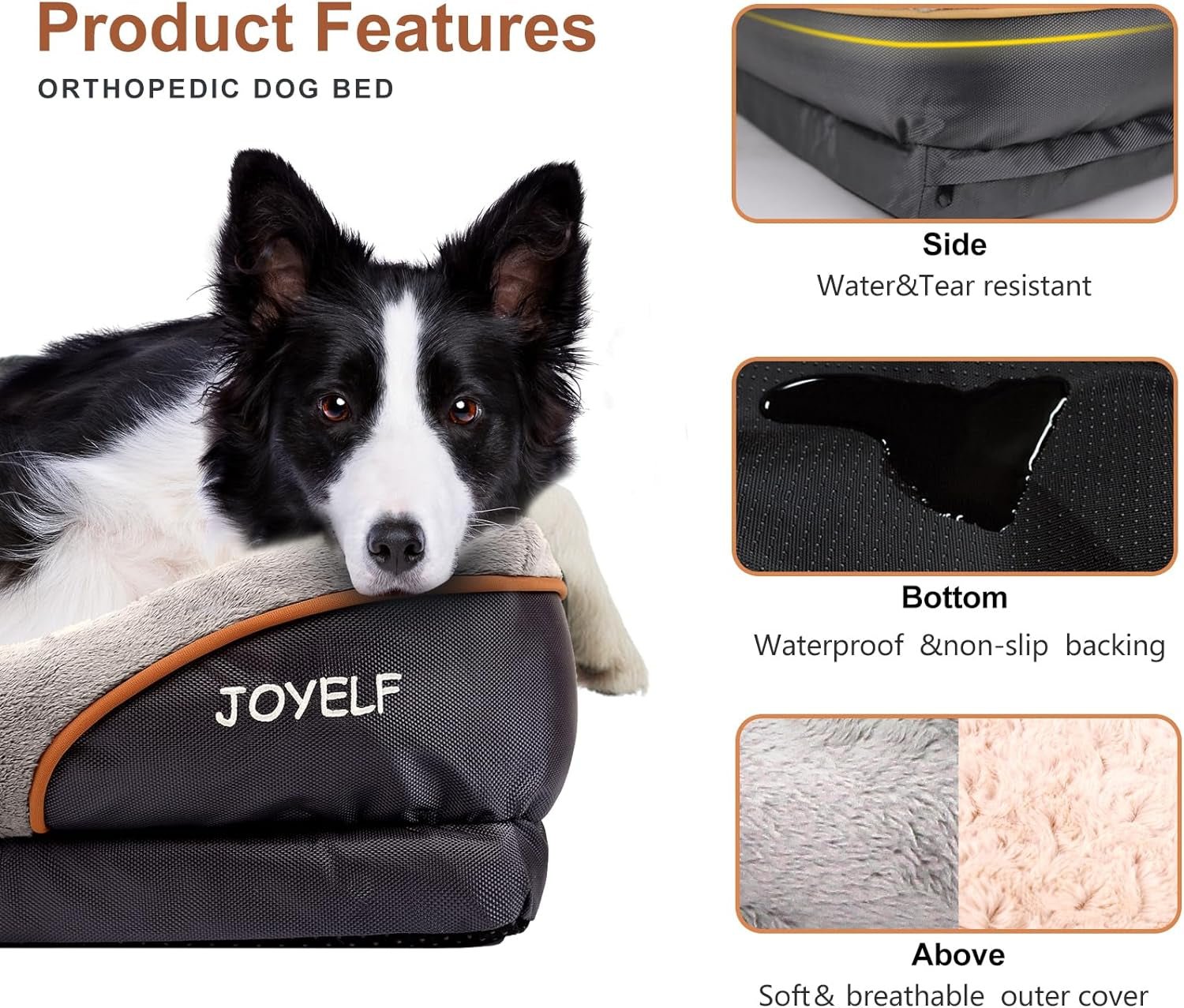 Large Memory Foam Dog Bed, Orthopedic Dog Bed & Sofa with Removable Washable Cover and Squeaker Toy as Gift - Eco and More Pet Store