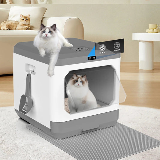 Litter Box, Large Cat Litter Box Enclosure Furniture, Odor Removal, Enclosed Cat Pottywith Cat Litter Scoop, Drawer Type Cat Litter Pan Easy Cleaning and Scoop. - Eco and More Pet Store