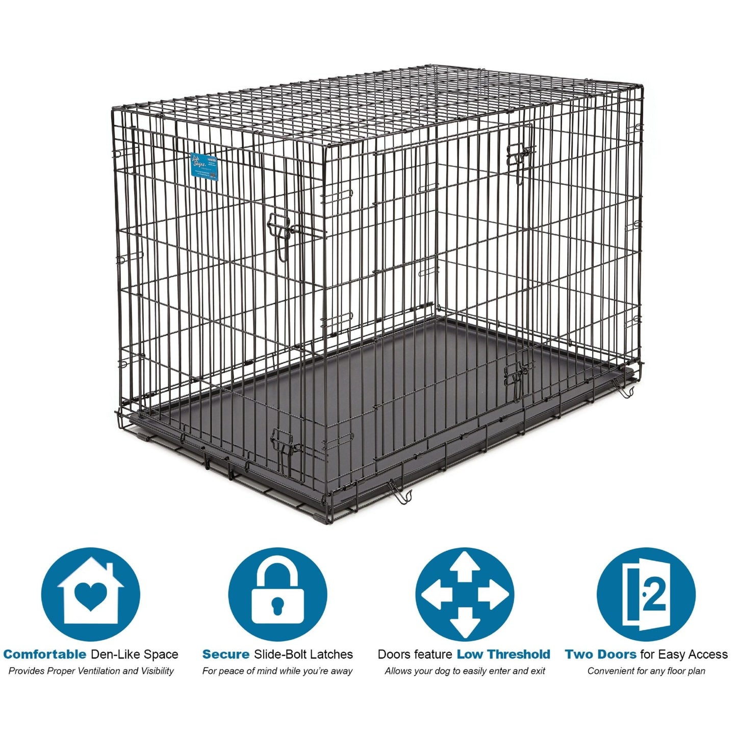 Midwest Lifestages Double Door Dog Crate, 48" - Eco and More Pet Store DBA Overseen