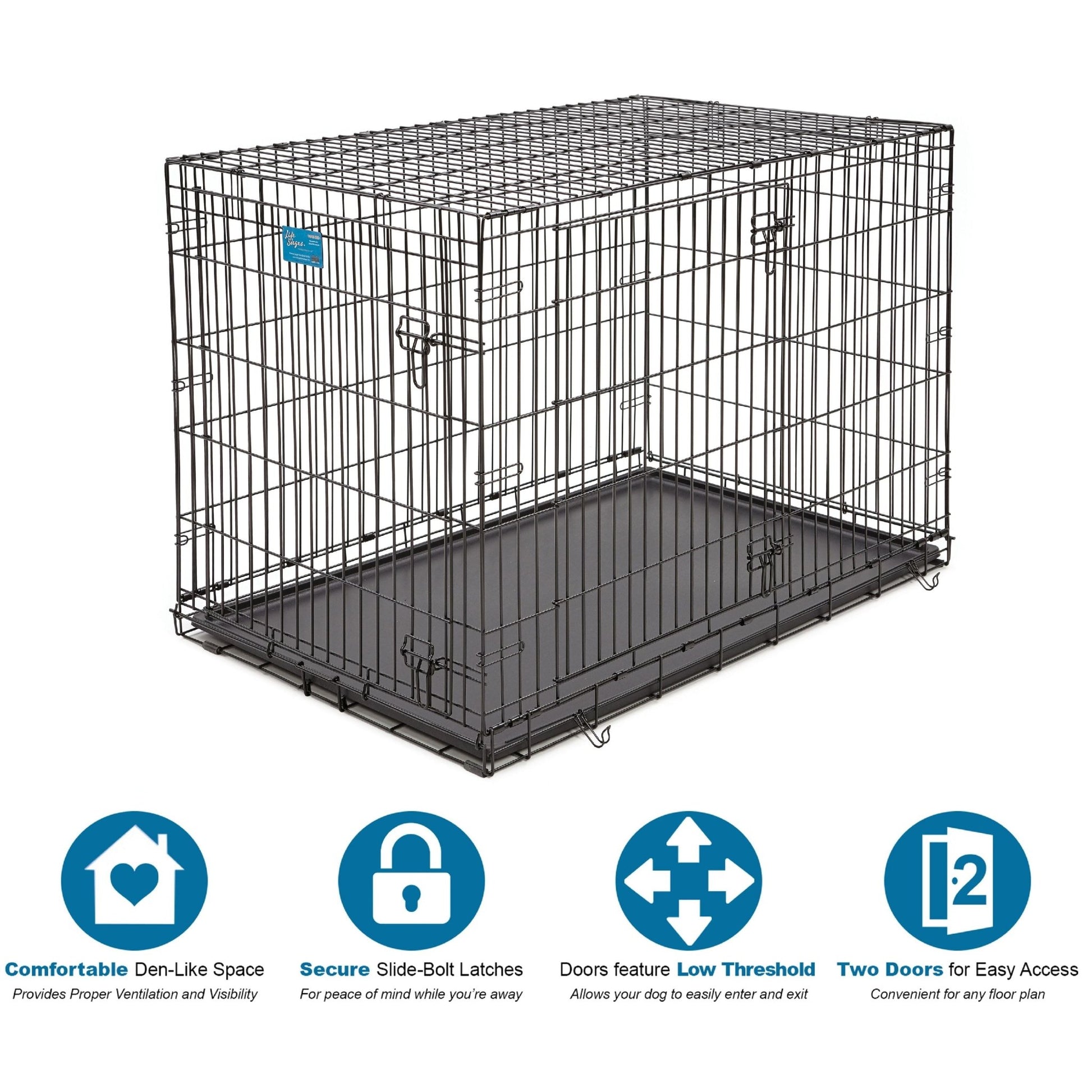 Midwest Lifestages Double Door Dog Crate, 48" - Eco and More Pet Store DBA Overseen