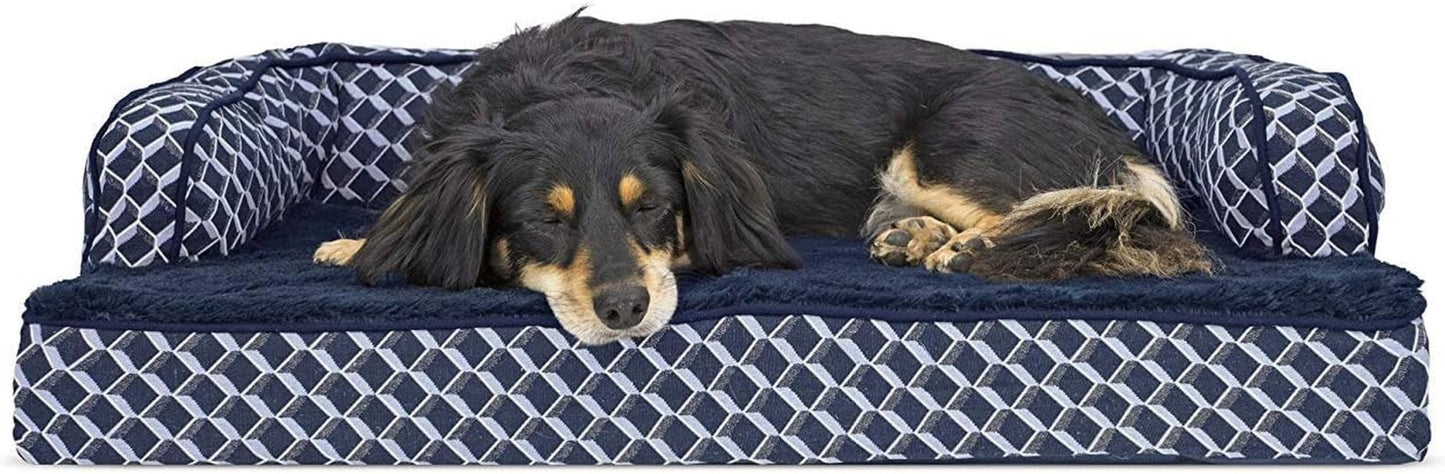 Orthopedic Dog Bed for Large Dogs W/ Removable Bolsters & Washable Cover, for Dogs up to 95 Lbs - Plush & Woven Decor Comfy Couch Sofa - Diamond Brown, Jumbo/Xl - Eco and More Pet Store