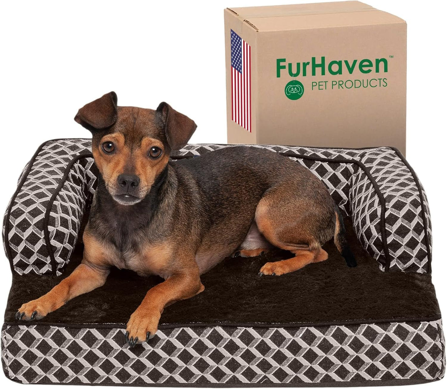 Orthopedic Dog Bed for Large Dogs W/ Removable Bolsters & Washable Cover, for Dogs up to 95 Lbs - Plush & Woven Decor Comfy Couch Sofa - Diamond Brown, Jumbo/Xl - Eco and More Pet Store