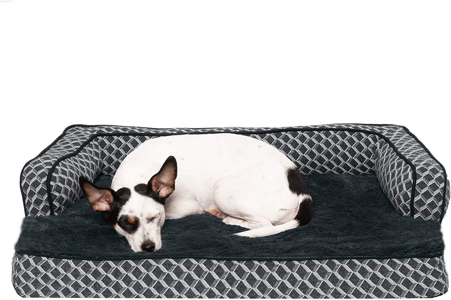 Orthopedic Dog Bed for Large Dogs W/ Removable Bolsters & Washable Cover, for Dogs up to 95 Lbs - Plush & Woven Decor Comfy Couch Sofa - Diamond Brown, Jumbo/Xl - Eco and More Pet Store