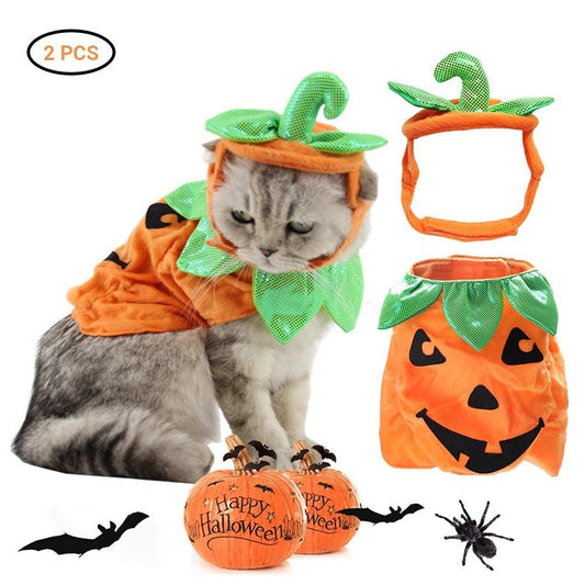 Pet Pumpkin Leaf Costume - Creative Halloween Cat Cosplay Clothing - Eco and More Pet Store