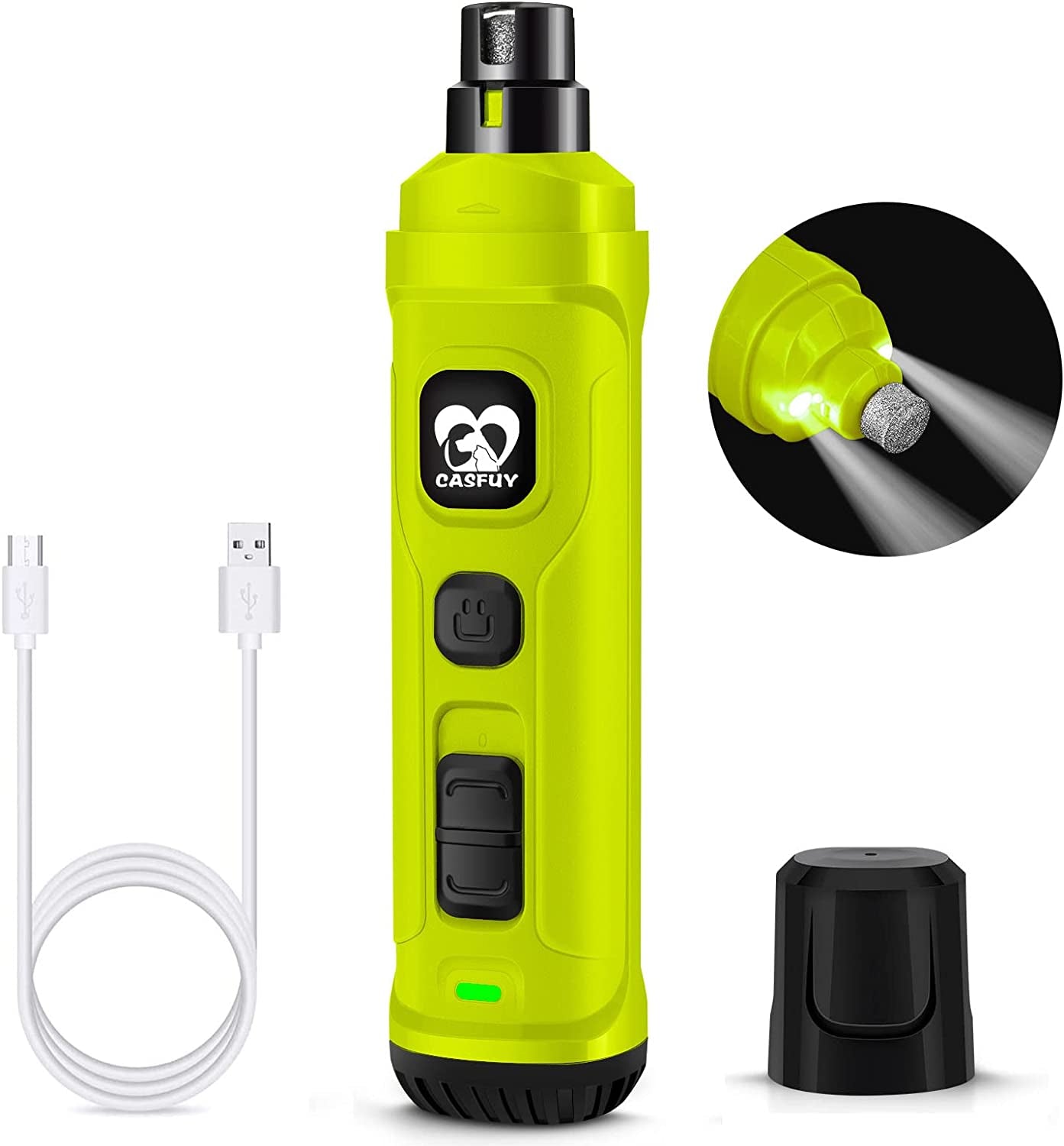 Premium 2 - Speed Electric Dog Nail Grinder with Dual LED Lights – Professional, Quiet & Painless Nail Trimmer for Small to Large Dogs (Green) - Eco and More Pet Store