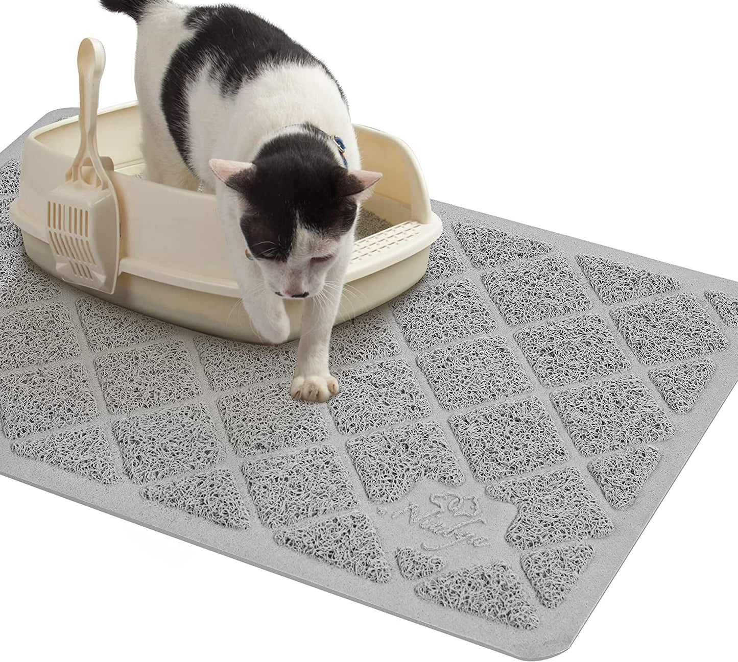 Premium Cat Litter Mat, Litter Box Mat with Non - Slip and Waterproof Backing, Litter Trapping Mat Soft on Kitty Paws and Easy to Clean, Cat Mat Traps Litter from Box - Eco and More Pet Store