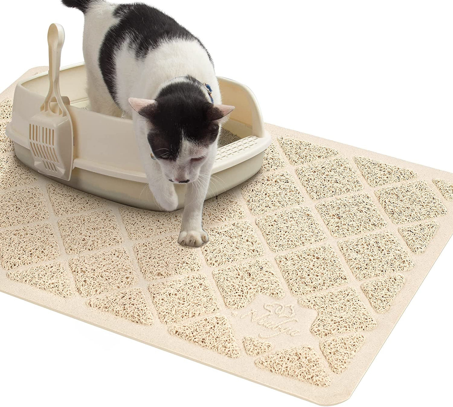 Premium Cat Litter Mat, Litter Box Mat with Non - Slip and Waterproof Backing, Litter Trapping Mat Soft on Kitty Paws and Easy to Clean, Cat Mat Traps Litter from Box - Eco and More Pet Store