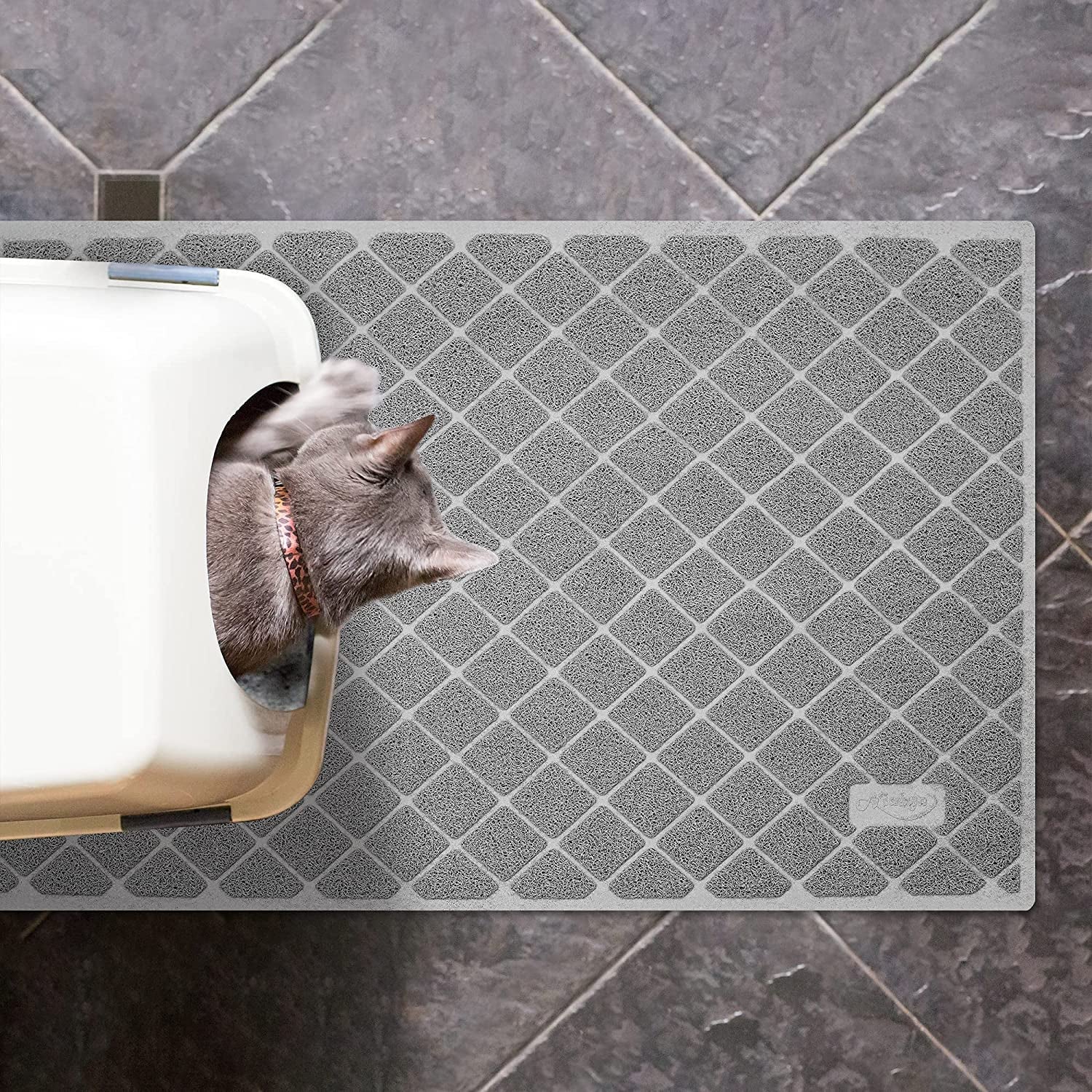 Premium Cat Litter Mat, Litter Box Mat with Non - Slip and Waterproof Backing, Litter Trapping Mat Soft on Kitty Paws and Easy to Clean, Cat Mat Traps Litter from Box - Eco and More Pet Store