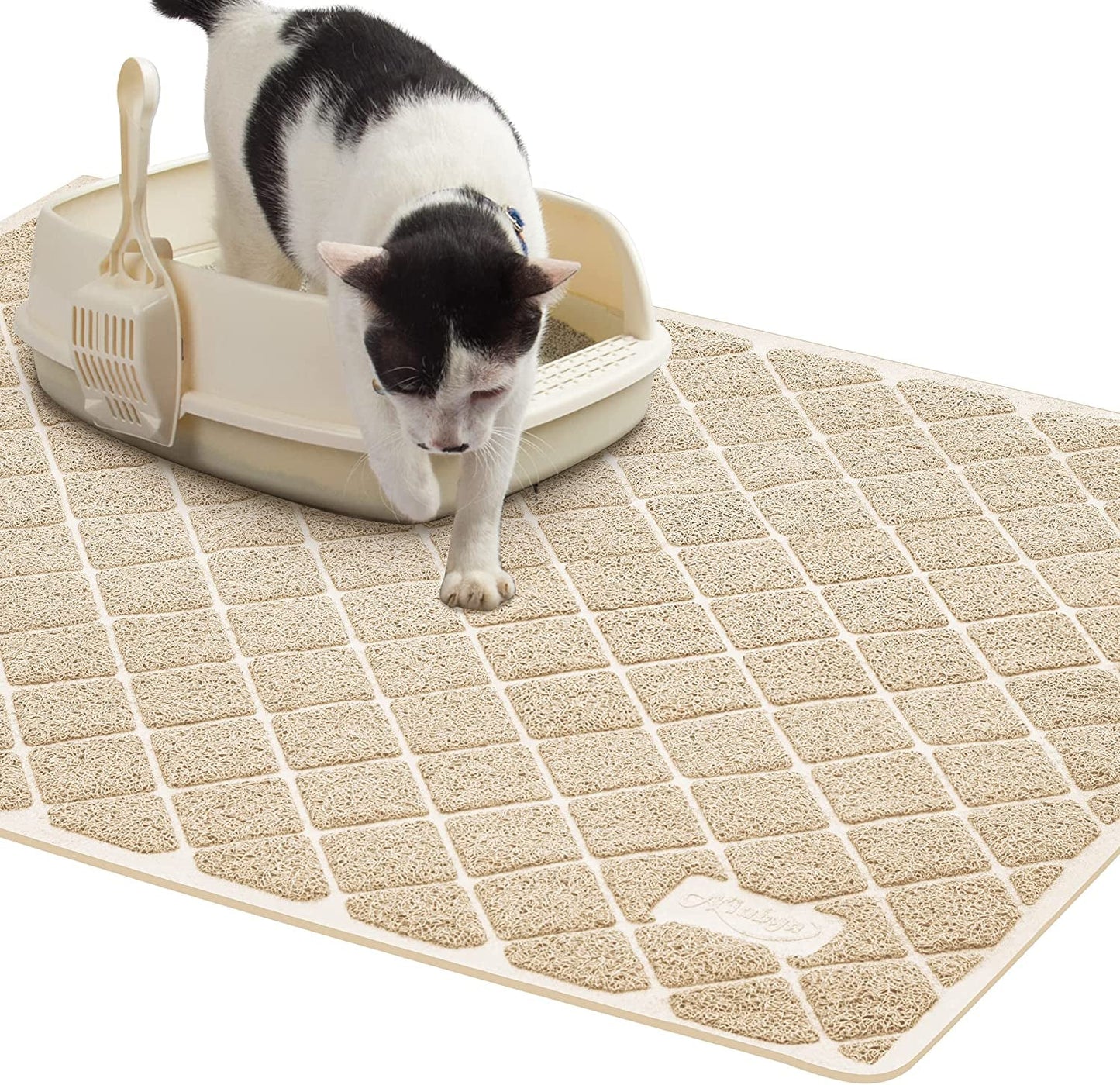 Premium Cat Litter Mat, Litter Box Mat with Non - Slip and Waterproof Backing, Litter Trapping Mat Soft on Kitty Paws and Easy to Clean, Cat Mat Traps Litter from Box - Eco and More Pet Store