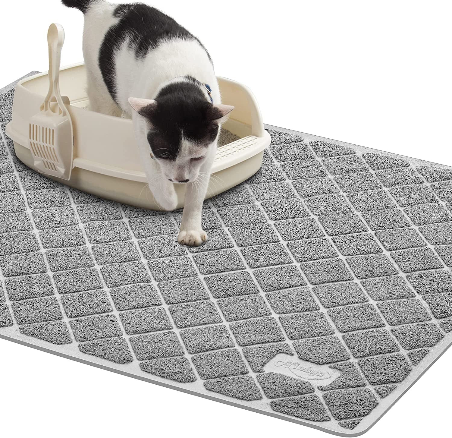 Premium Cat Litter Mat, Litter Box Mat with Non - Slip and Waterproof Backing, Litter Trapping Mat Soft on Kitty Paws and Easy to Clean, Cat Mat Traps Litter from Box - Eco and More Pet Store