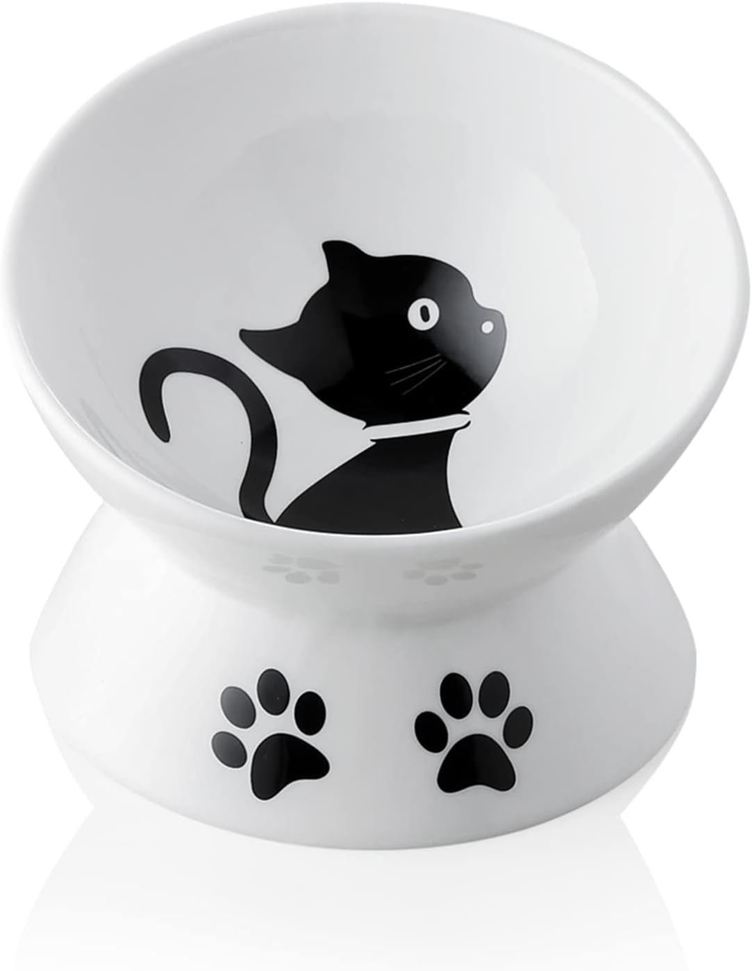 Raised Cat Bowl for Dry Wet Cat Food, Ceramic Elevated Pet Bowl Cat Dish, Protect Cat'S Spine, Stress Free, Slanted Design for Cat Easy Eating, 10 Oz, Dishwasher Safe (Grey) - Eco and More Pet Store