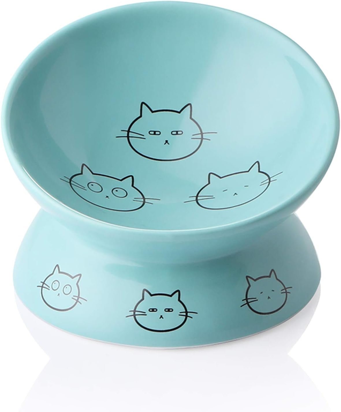 Raised Cat Bowl for Dry Wet Cat Food, Ceramic Elevated Pet Bowl Cat Dish, Protect Cat'S Spine, Stress Free, Slanted Design for Cat Easy Eating, 10 Oz, Dishwasher Safe (Grey) - Eco and More Pet Store