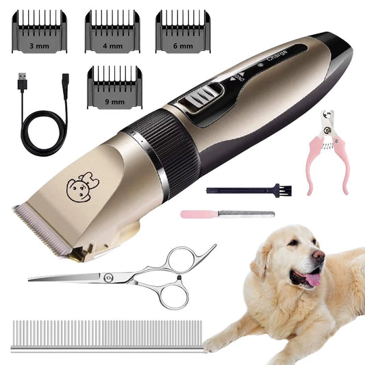 Rechargeable Cordless Pet Shaver & Quiet Dog Clippers - Complete Grooming Set with Scissor Comb | Electric, Low Noise Grooming Tools for Dogs & Cats - Eco and More Pet Store