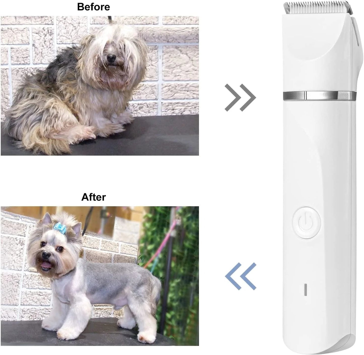 Rechargeable Dog Clippers Grooming Kit - Low Noise Cordless Pet Clippers with 4 Size Trimmer Heads | Complete Set for Dogs, Cats & All Pets - Eco and More Pet Store