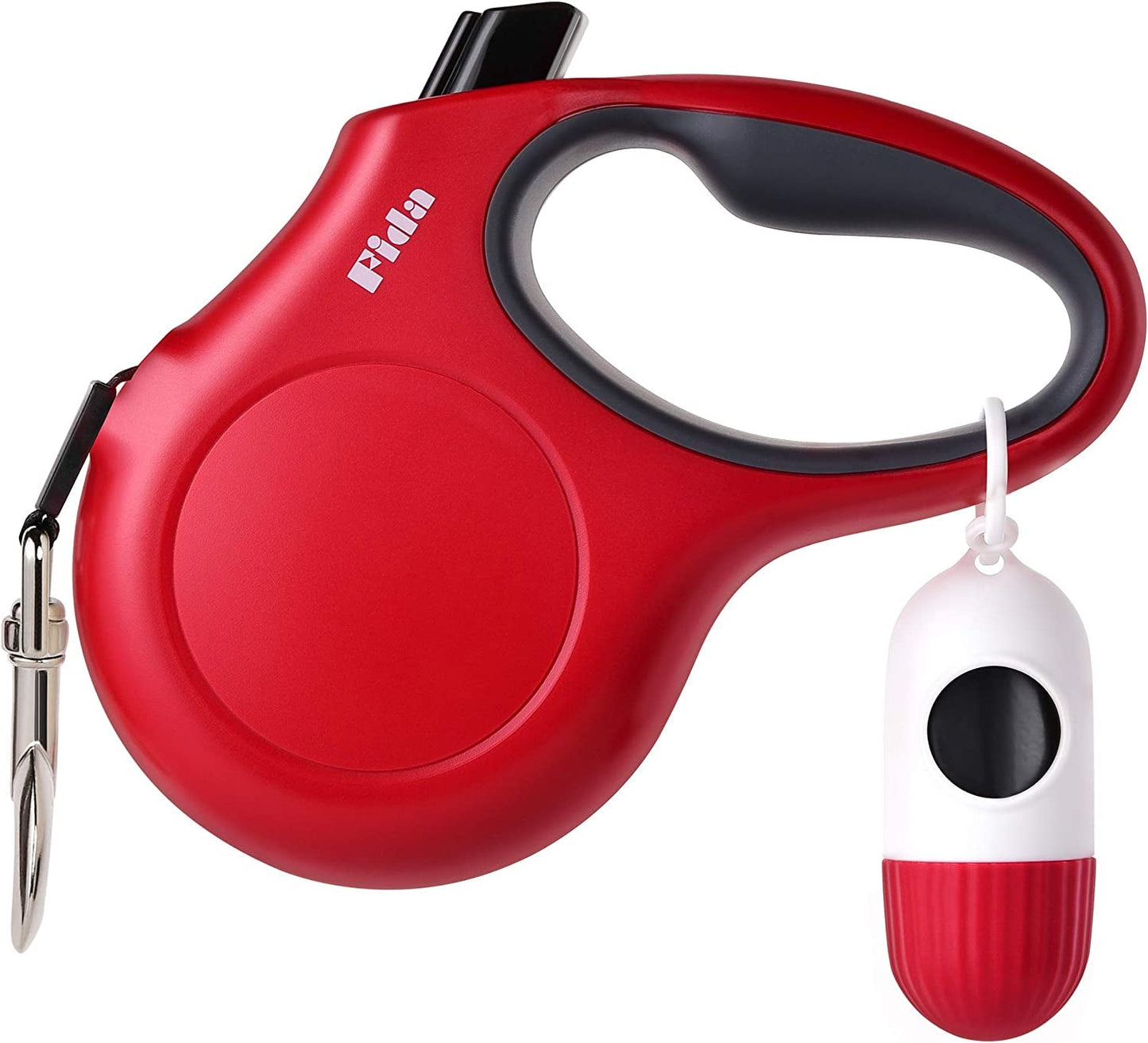 Retractable Dog Leash with Dispenser and Poop Bags, 16 Ft Pet Walking Leash for Medium Dog or Cat up to 44 Lbs, Anti - Slip Handle, Tangle Free, Reflective Nylon Tape (M, Red) - Eco and More Pet Store