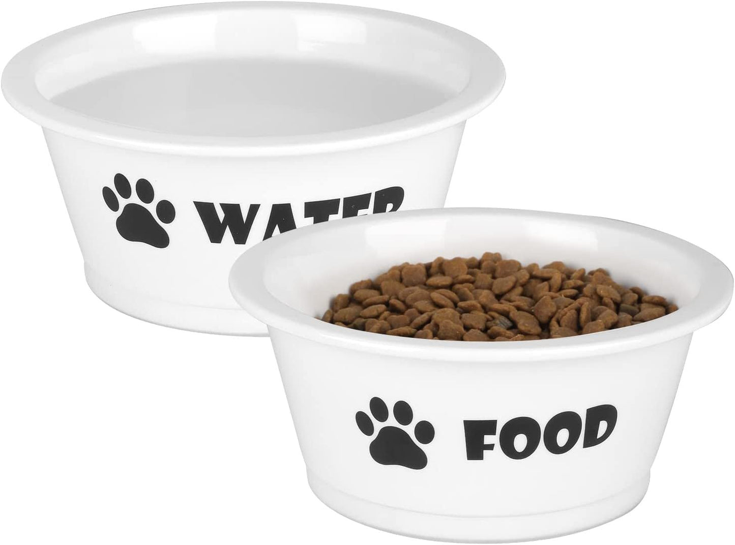 Set of 2 Ceramic Dog Cat Bowl Set, Pet Porcelain Food and Water Feeder Dish Bowls with anti Slip Band, Dishwasher and Microwave Safe (Small) - Eco and More Pet Store