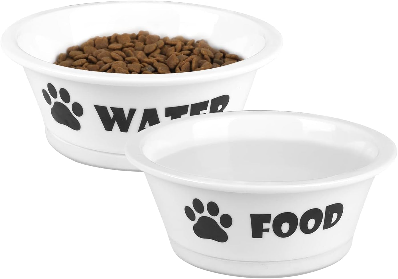 Set of 2 Ceramic Dog Cat Bowl Set, Pet Porcelain Food and Water Feeder Dish Bowls with anti Slip Band, Dishwasher and Microwave Safe (Small) - Eco and More Pet Store