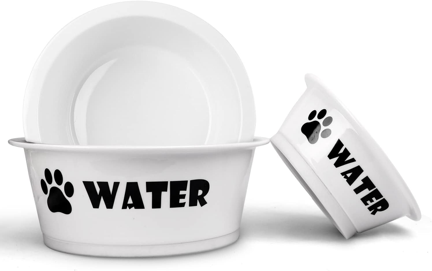 Set of 2 Ceramic Dog Cat Bowl Set, Pet Porcelain Food and Water Feeder Dish Bowls with anti Slip Band, Dishwasher and Microwave Safe (Small) - Eco and More Pet Store