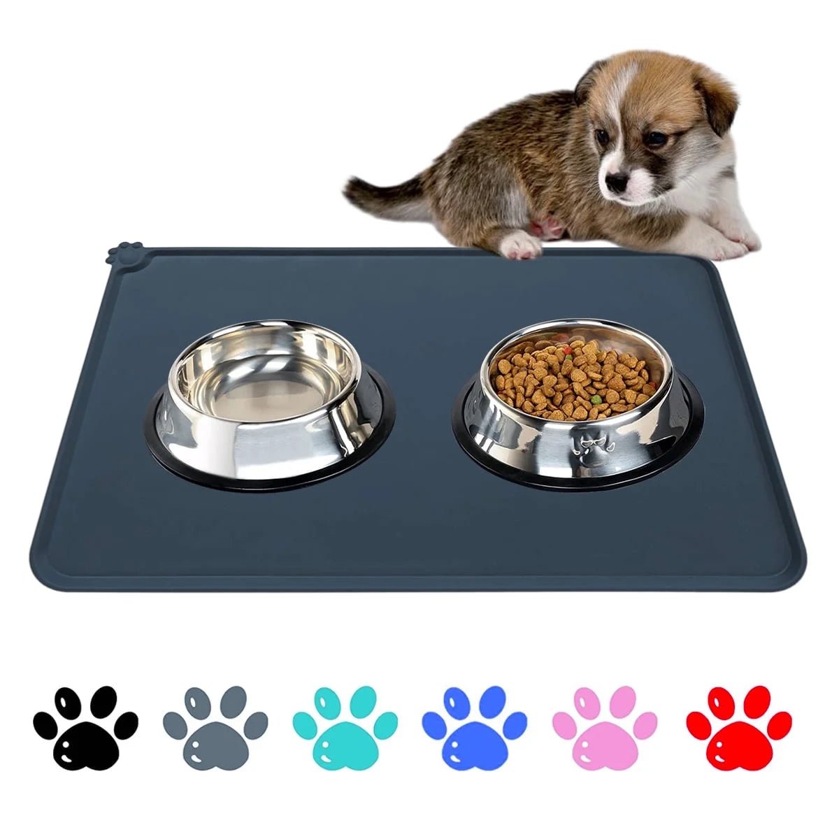 Silicone Waterproof Dog Cat Pet Food Mats Tray - Non Slip Pet Dog Cat Bowl Mats Placemat - FDA Grade Dog Pet Cat Feeding Mat - Pink - Eco and More Pet Store