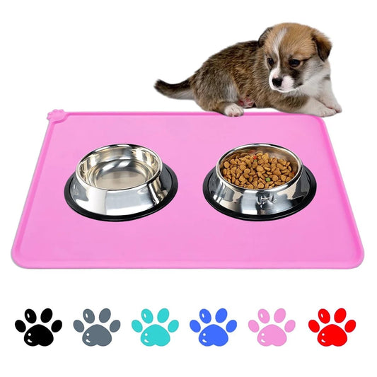 Silicone Waterproof Dog Cat Pet Food Mats Tray - Non Slip Pet Dog Cat Bowl Mats Placemat - FDA Grade Dog Pet Cat Feeding Mat - Pink - Eco and More Pet Store