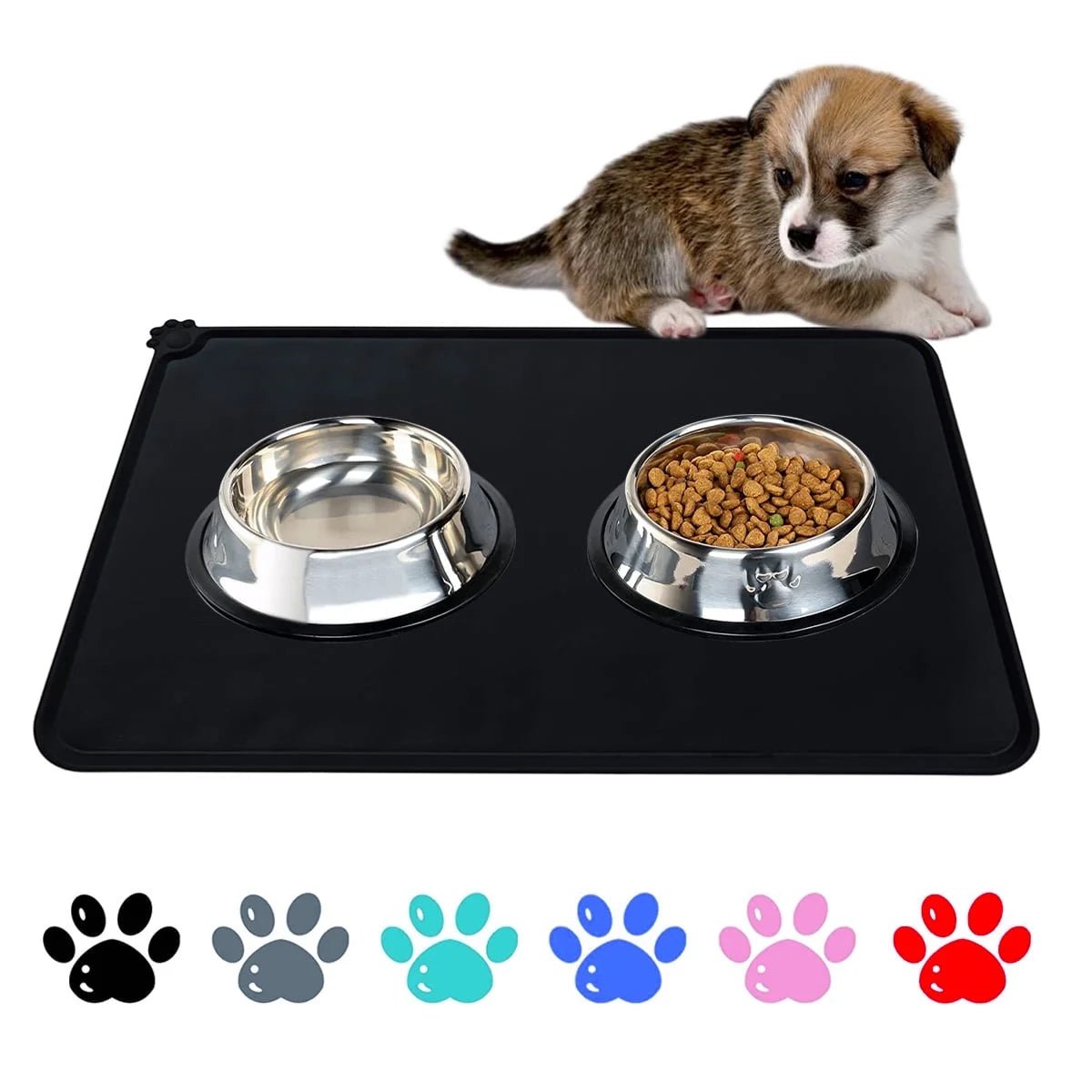 Silicone Waterproof Dog Cat Pet Food Mats Tray - Non Slip Pet Dog Cat Bowl Mats Placemat - FDA Grade Dog Pet Cat Feeding Mat - Pink - Eco and More Pet Store