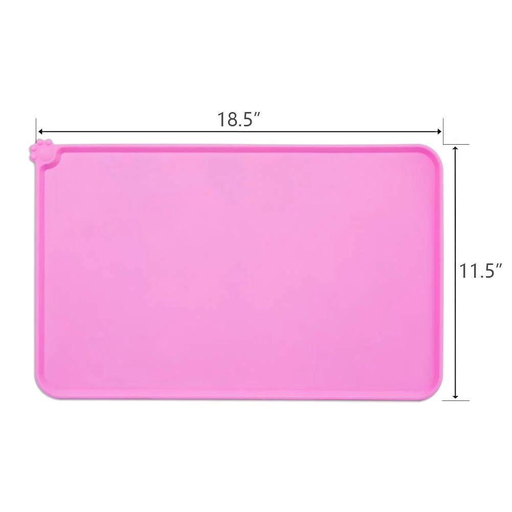 Silicone Waterproof Dog Cat Pet Food Mats Tray - Non Slip Pet Dog Cat Bowl Mats Placemat - FDA Grade Dog Pet Cat Feeding Mat - Pink - Eco and More Pet Store