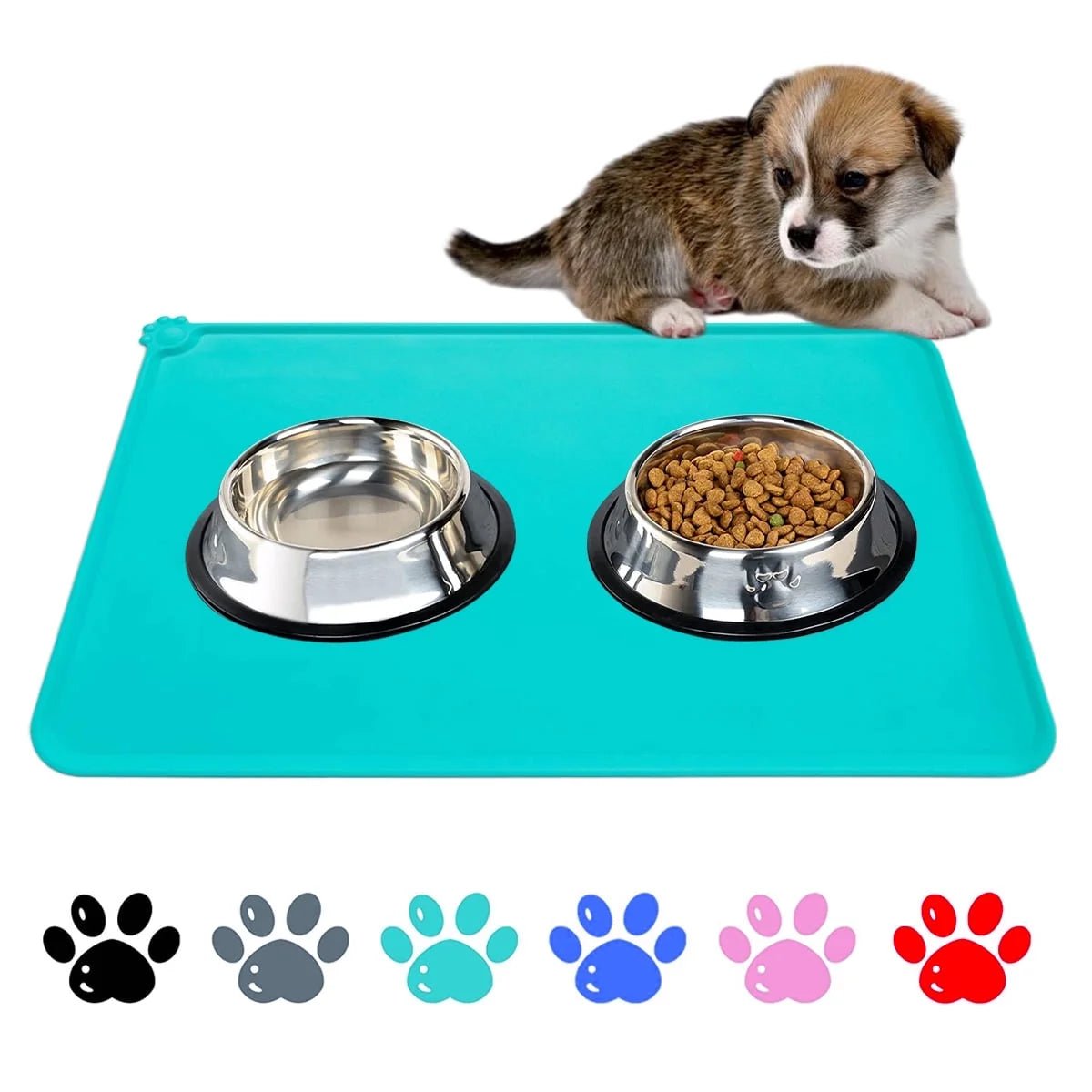 Silicone Waterproof Dog Cat Pet Food Mats Tray - Non Slip Pet Dog Cat Bowl Mats Placemat - FDA Grade Dog Pet Cat Feeding Mat - Pink - Eco and More Pet Store