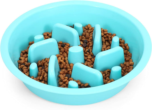 Slow Feeding Dog Bowl for Raised Pet Feeders Blue Maze Food Water Bowl Compatible with Elevated Diners(Blue,Fit Opening Fit Opening 7.5" - 8") - Eco and More Pet Store