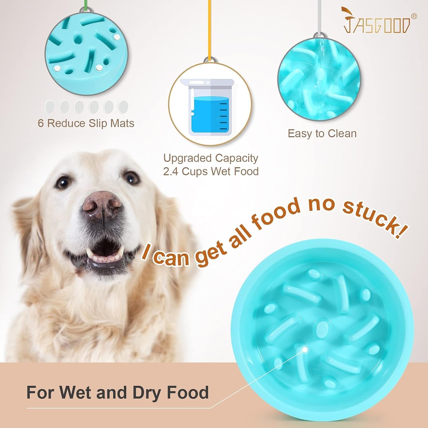 Slow Feeding Dog Bowl for Raised Pet Feeders Blue Maze Food Water Bowl Compatible with Elevated Diners(Blue,Fit Opening Fit Opening 7.5" - 8") - Eco and More Pet Store