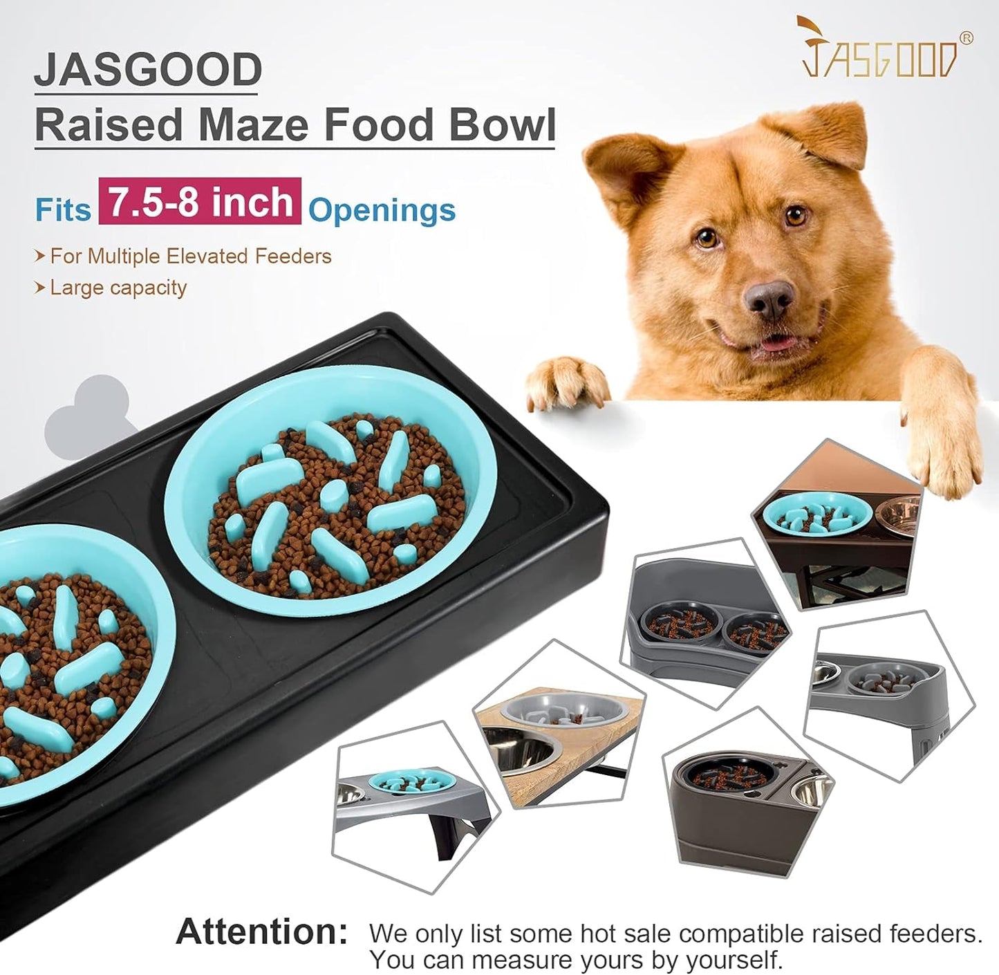 Slow Feeding Dog Bowl for Raised Pet Feeders Blue Maze Food Water Bowl Compatible with Elevated Diners(Blue,Fit Opening Fit Opening 7.5" - 8") - Eco and More Pet Store